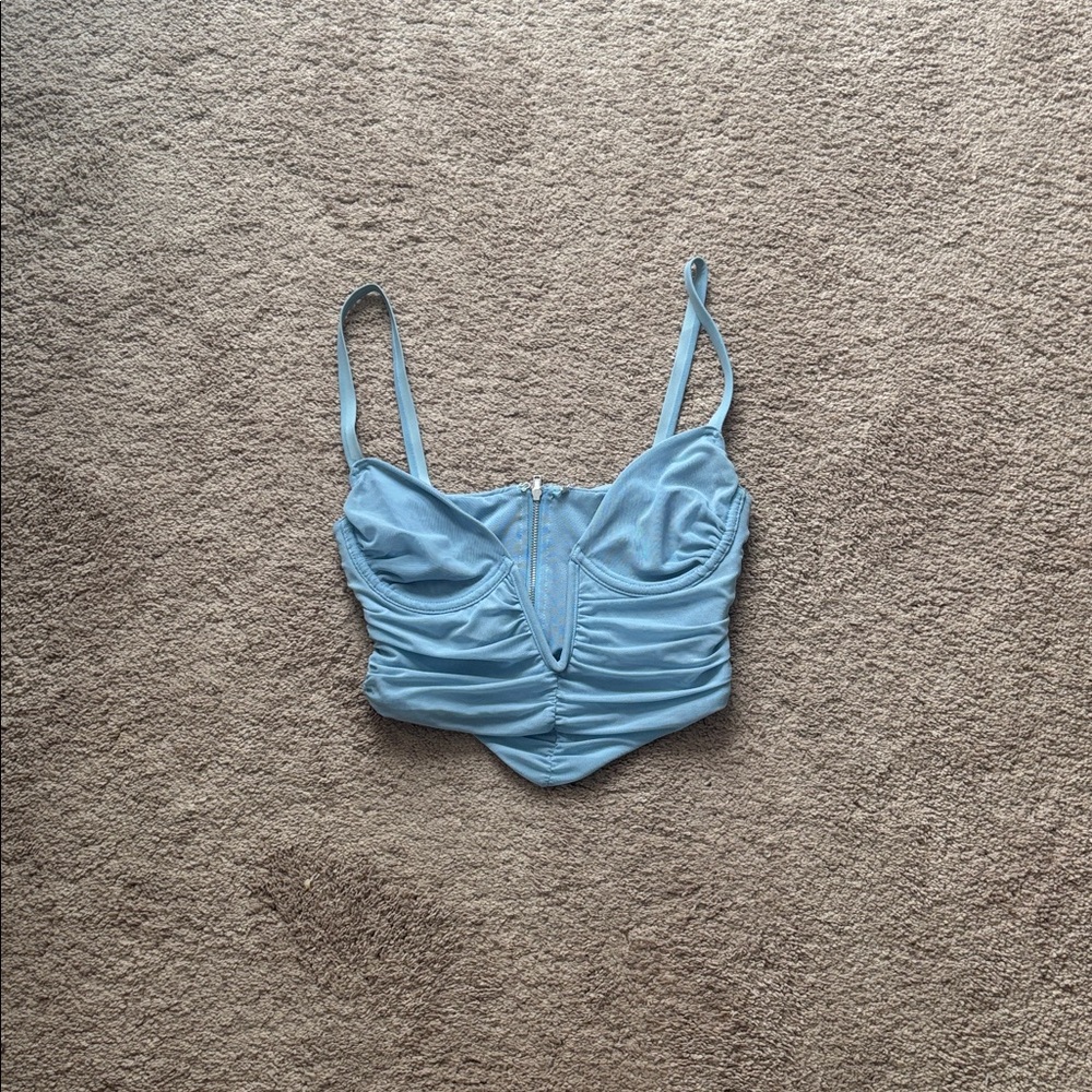 White Fox Boutique Blue Ruched Top